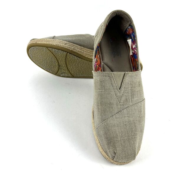 Skechers BOBS Memory foam Light Beige Canvas Slip on Shoes Womens SZ 9.5 - Picture 10 of 15